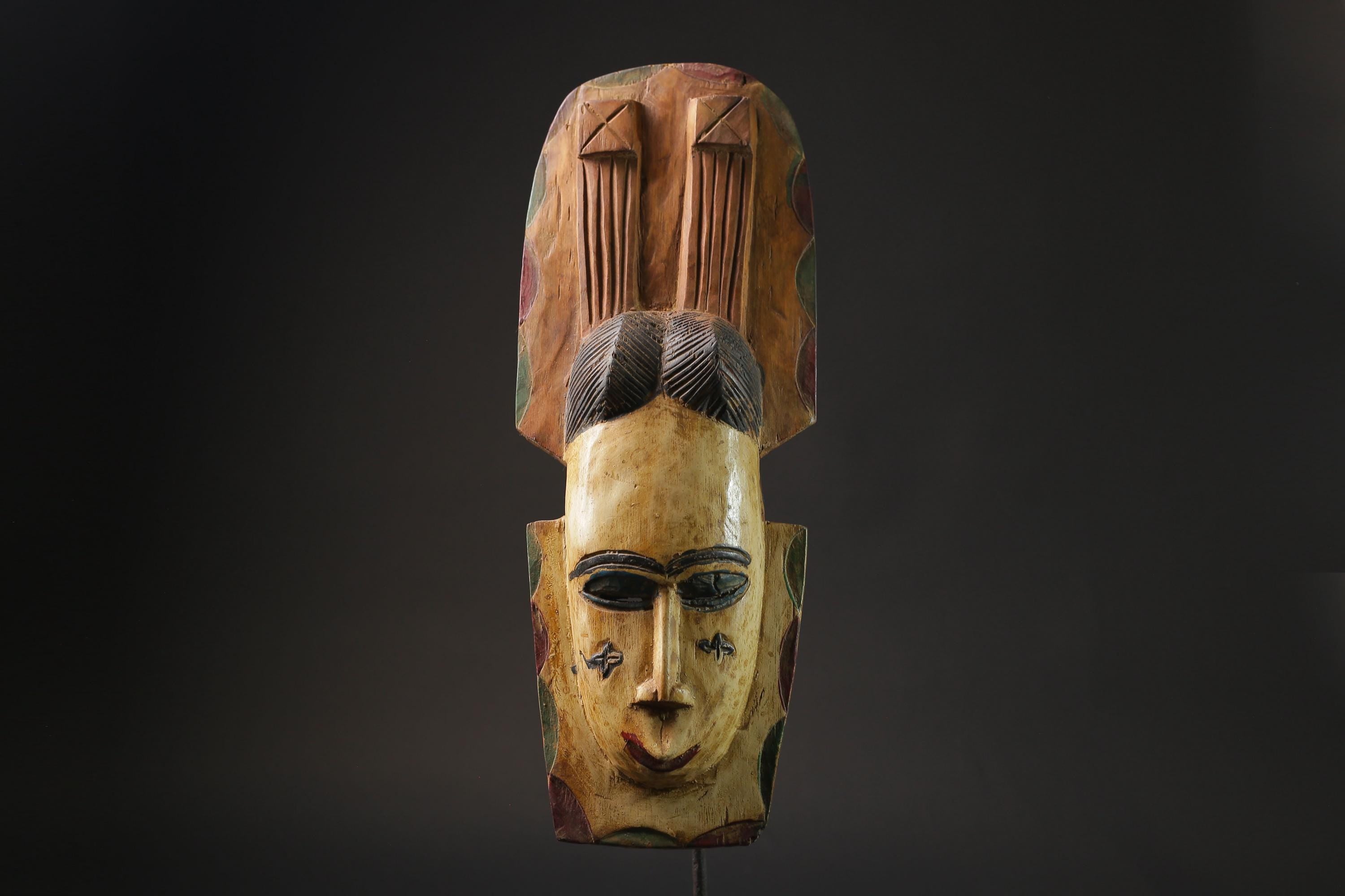 African wood mask antiques Tribal African tribal mask handcrafted Guro  Masks for wall-9941