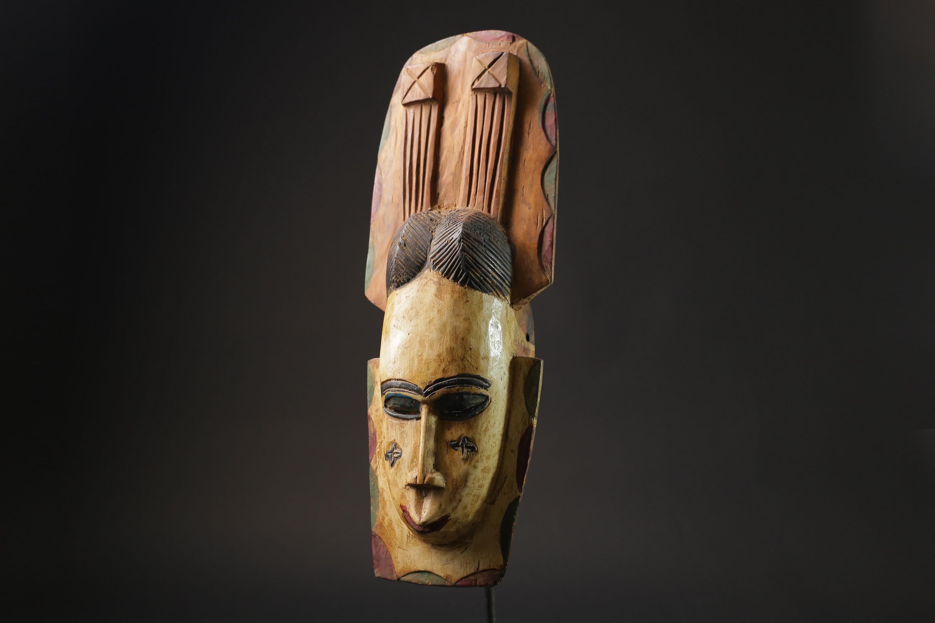 African wood mask antiques Tribal African tribal mask handcrafted Guro  Masks for wall-9941