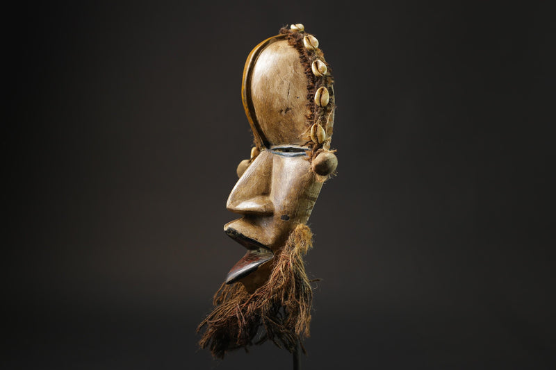 African wood mask antiques Face Hand Carved Dan Tribe Mask cowrie shells Masks for wall-9943