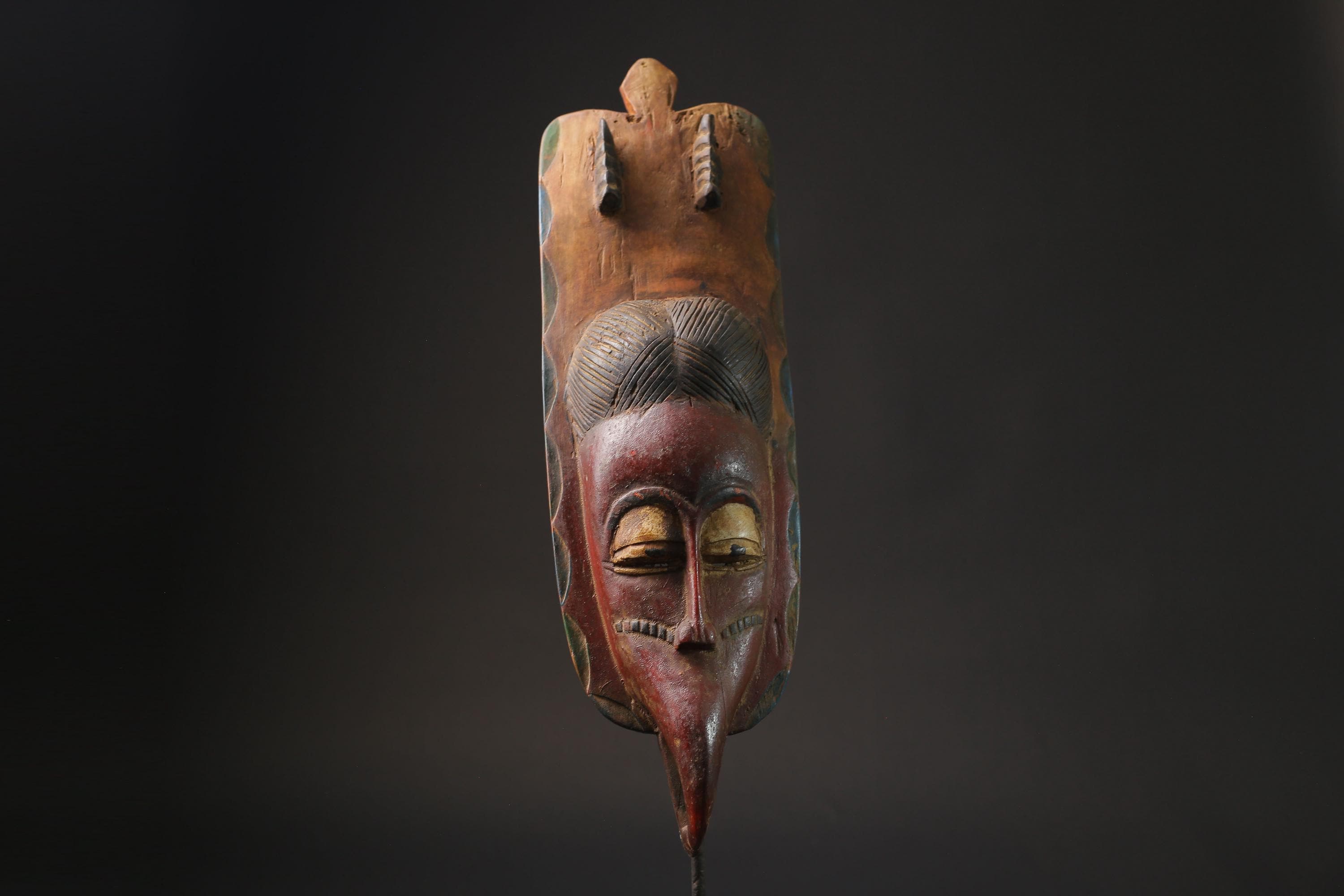 African Tribal Face Mask Wood Hand Carved Wall Hanging tribal Guro Masks for wall-9944