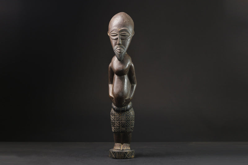 African Sculpture Tribal Art Wooden Carved Statue Tribal Wood Kusu Fetish  -7080