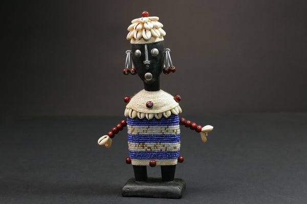 african statue wooden vintage hand carved Home Décor statue Beaded Namji Doll wooden vintage-G1114