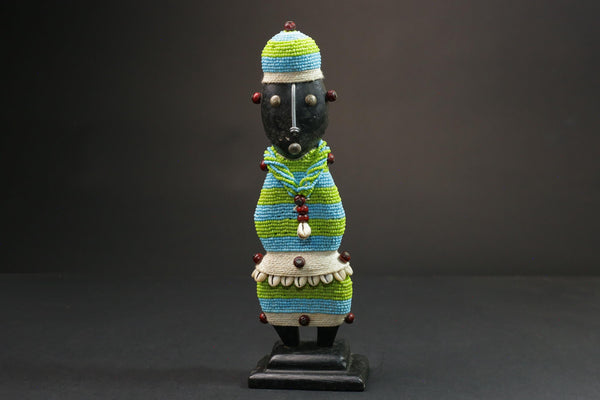 statue african statue wooden vintage hand carved Home Décor statue Beaded Namji Doll wooden -G1110