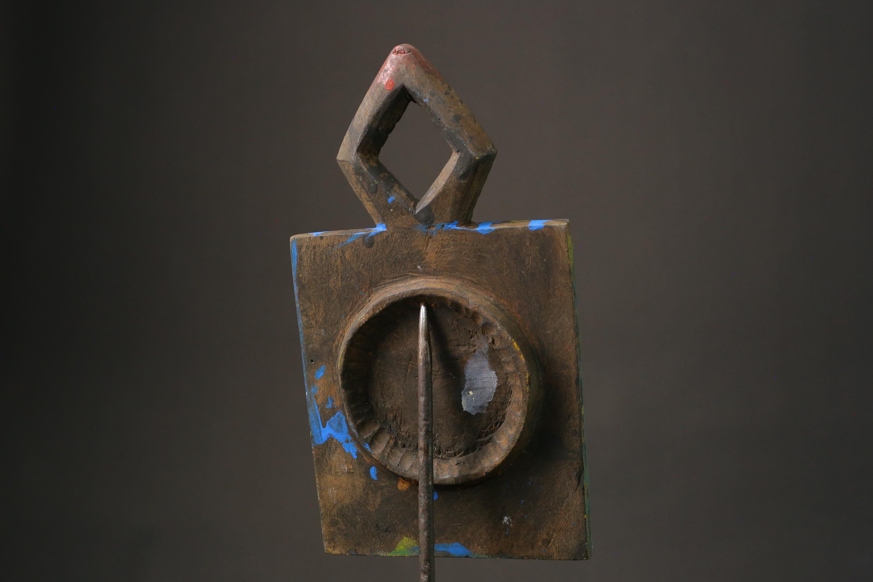 African mask wood African real figure vintage African masks for wall Mask Kpan Goli Baoulé-G1154