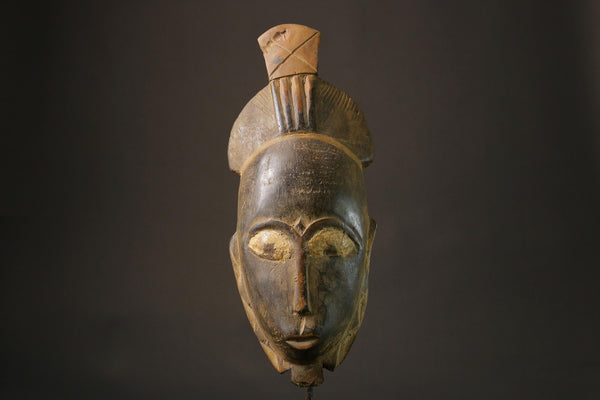 African mask wood African real figure vintage African masks for wall Carved Baule Ndoma Mask -7469