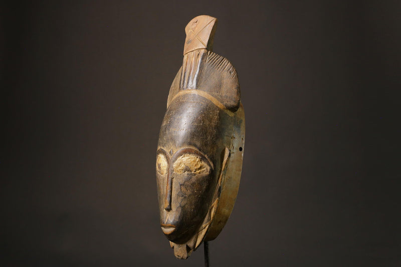 African mask wood African real figure vintage African masks for wall Carved Baule Ndoma Mask -7469