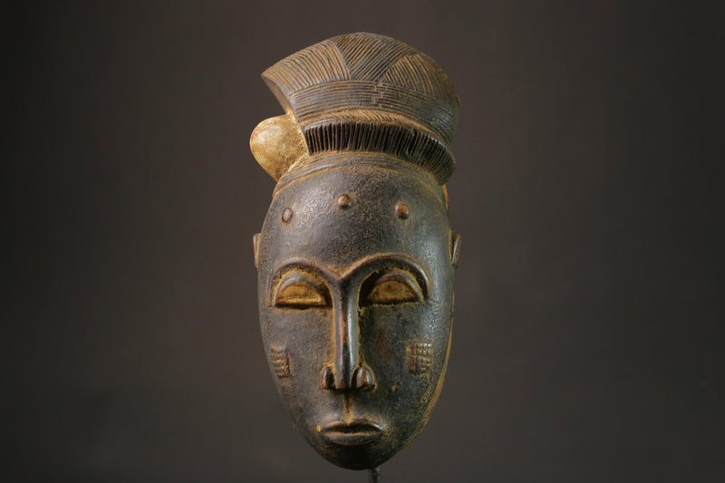 African Mask Antique Tribal Art Mask Woodcarving Master Vintage Baule Antique1707