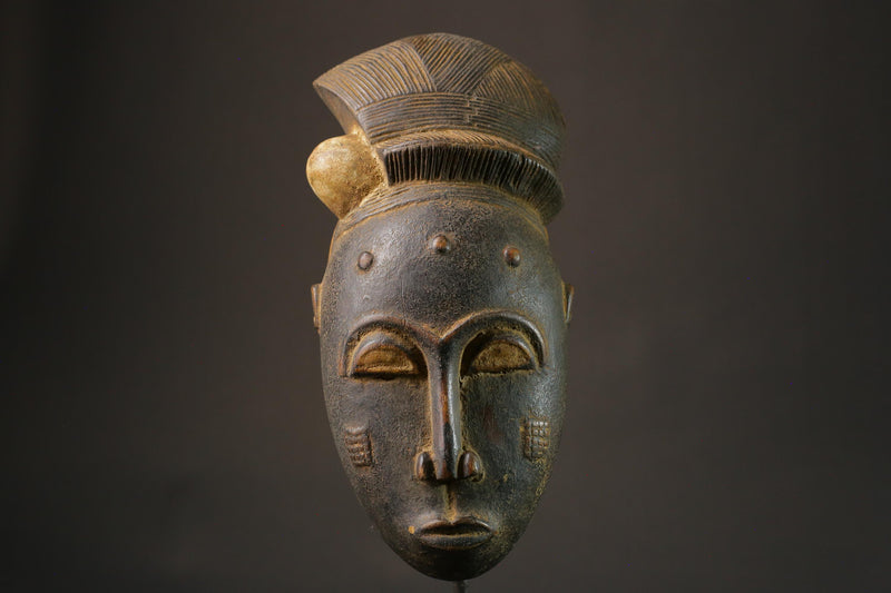 African Mask Antique Tribal Art Mask Woodcarving Master Vintage Baule Antique1707