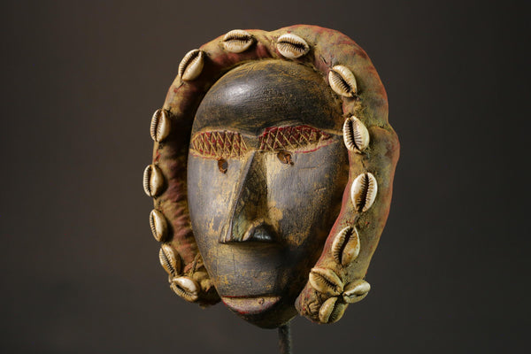 African mask wood African real figure vintage African masks for wall Dan Mask Deangle -G1149