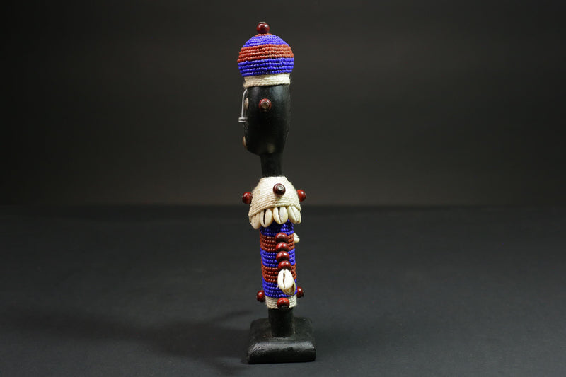 african statue wooden doll Namji Klein doll Namji Doll in Cameroon beads-G1145