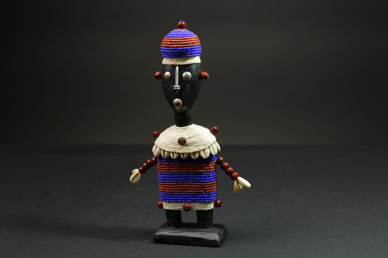 african statue wooden doll Namji Klein doll Namji Doll in Cameroon beads-G1145