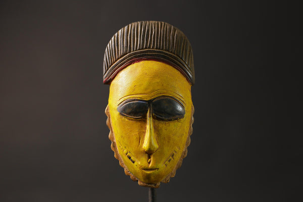 African Tribal Face Mask Wood Hand Carved Hang Baule Masks for wall-8659