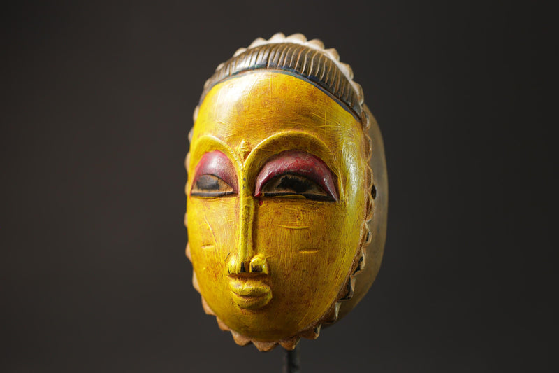African wood mask antiques Wood Carved Hanging Baule Ceremonial Baule Masks for wall-8664