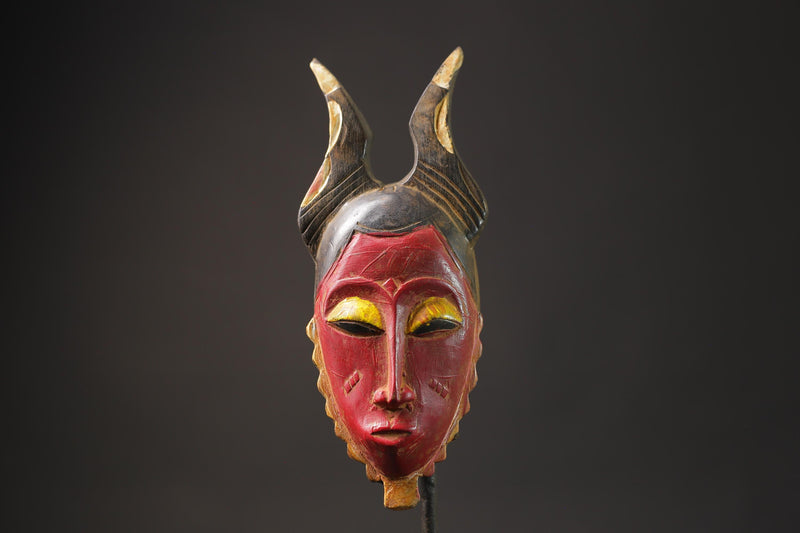 African wood mask antique Hand Carved Vintage Wall Hanging Guro Mask Baule -8665