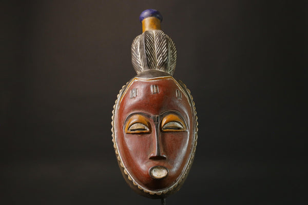 African mask Baule Antique wood African real figure vintage African masks for wall -7385