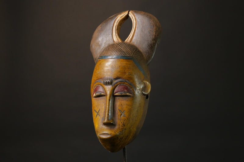 African Masks Baule antiques Wood Hand Carved wall Masks for wall-7477