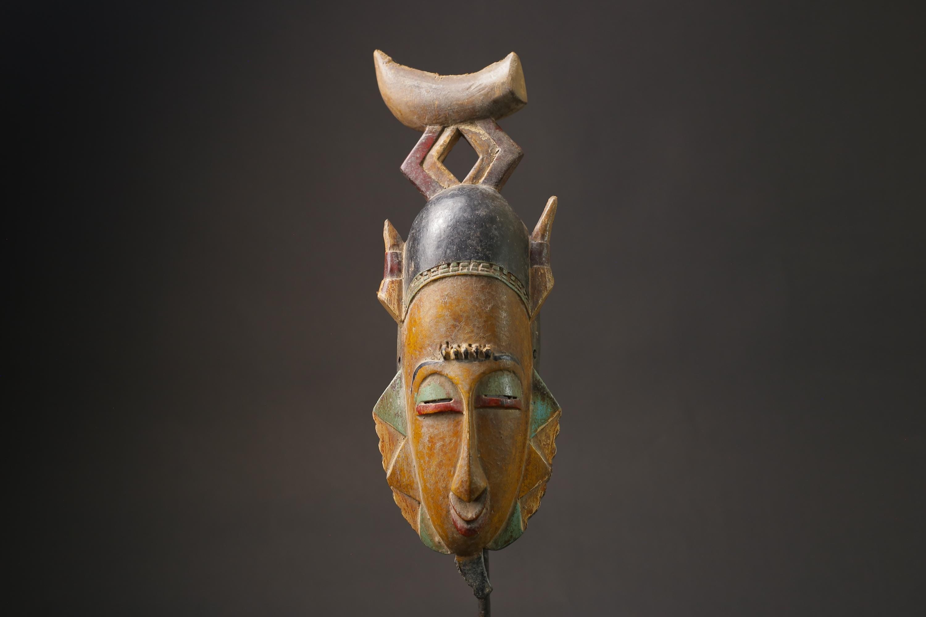 African wood mask antiques Baoulé Kpan Hand Carved Tribal Mask African Art-7179