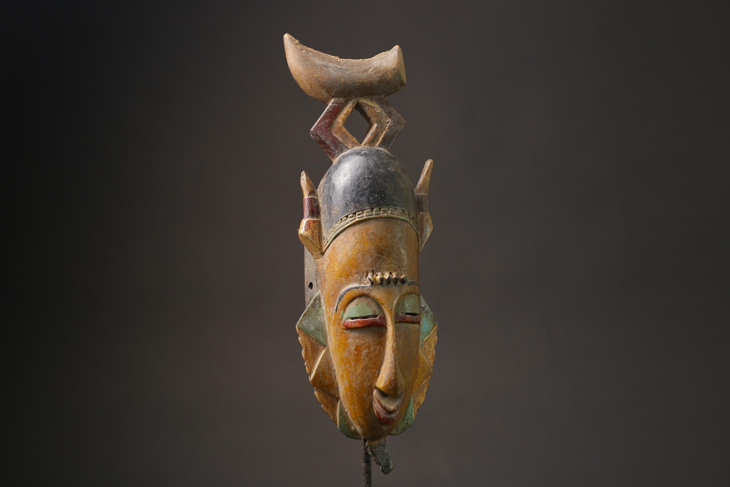 African wood mask antiques Baoulé Kpan Hand Carved Tribal Mask African Art-7179