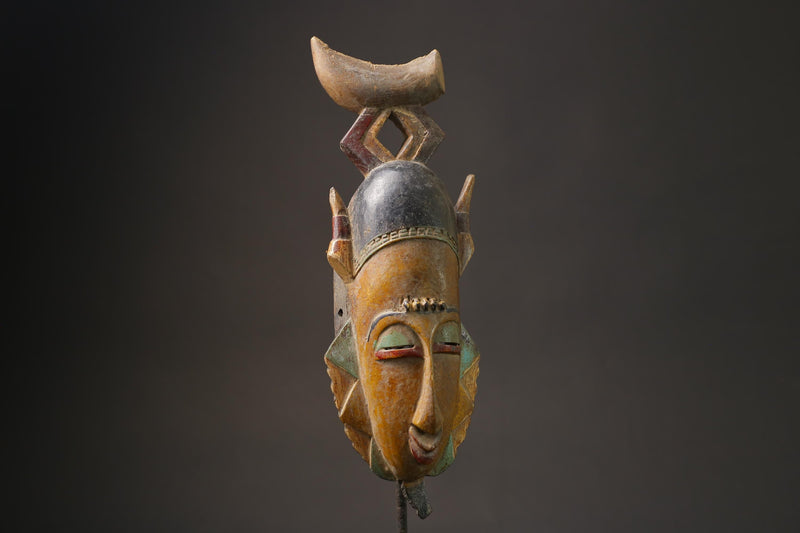 African wood mask antiques Baoulé Kpan Hand Carved Tribal Mask African Art-7179