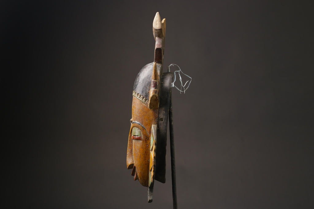 African wood mask antiques Baoulé Kpan Hand Carved Tribal Mask African Art-7179
