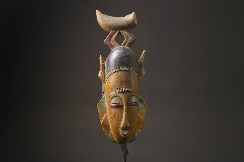 African wood mask antiques Baoulé Kpan Hand Carved Tribal Mask African Art-7179