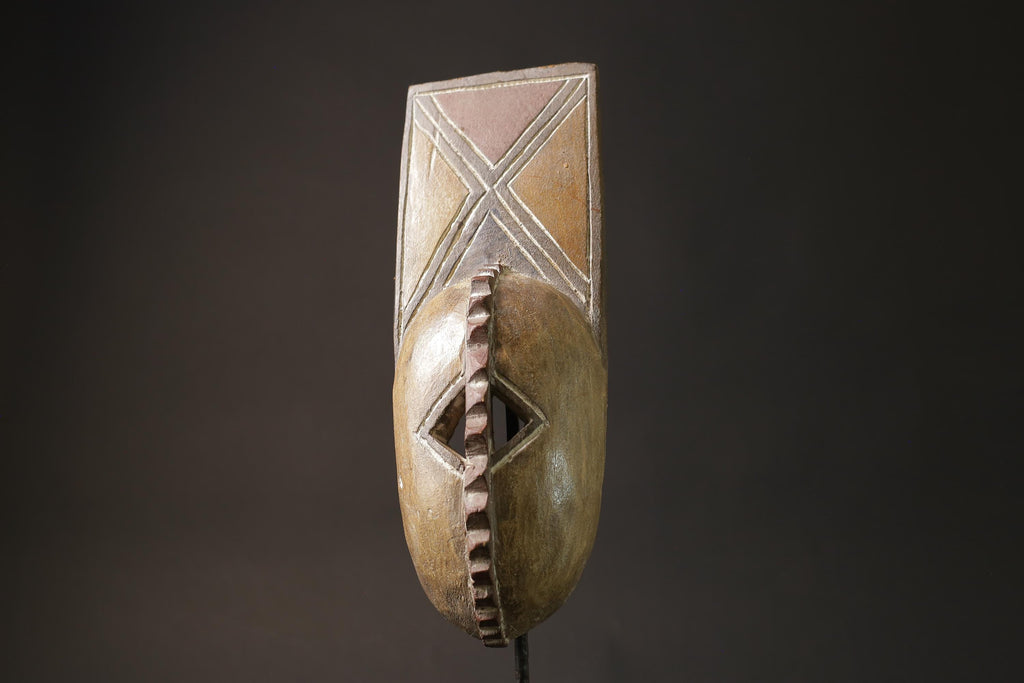 African Tribal Face Mask Wood Hand Carved Wall Hanging Art Plank Mask Luruy-3997