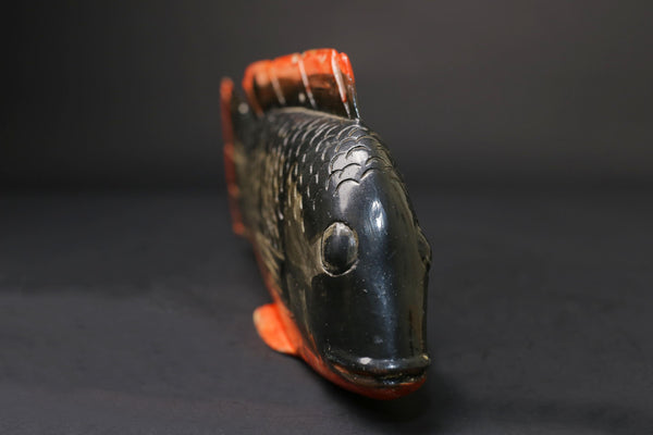 African Bozo Fish puppet Statue Wood Handmade Primitive Collectibles Figure-G2537