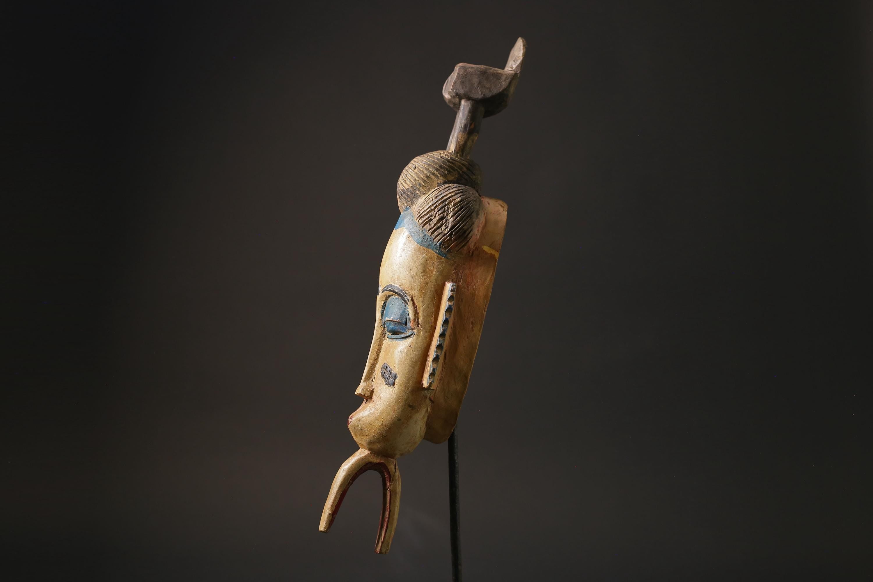 African Tribal Wood masks Baule Sculpture Decor Masque Wall Hanging Folk -9960