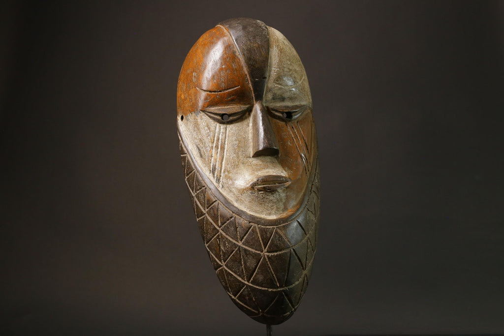 African Mask Tribal Face Lega Mask White With Face Congo Wall Hanging Masks for wall-G2796