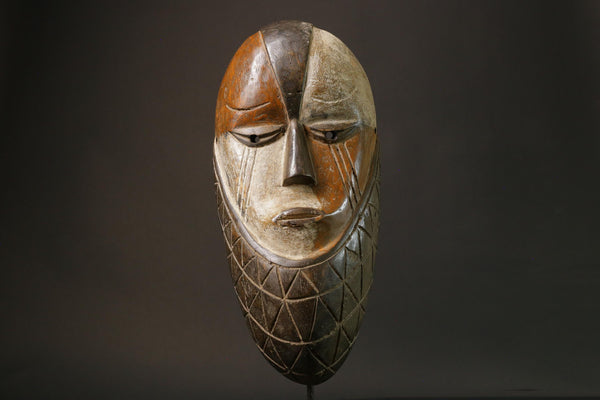 African Mask Tribal Face Lega Mask White With Face Congo Wall Hanging Masks for wall-G2796