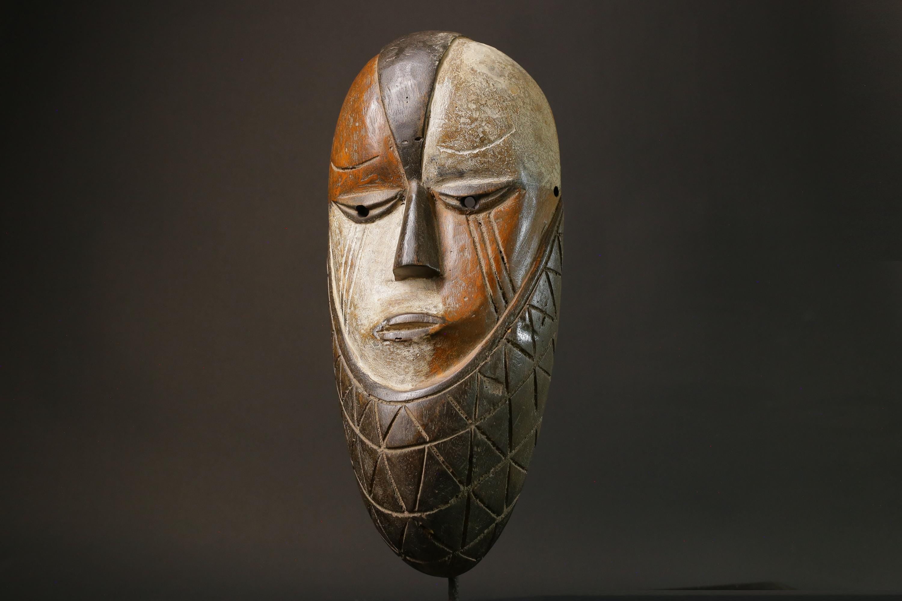 African Mask Tribal Face Lega Mask White With Face Congo Wall Hanging Masks for wall-G2796