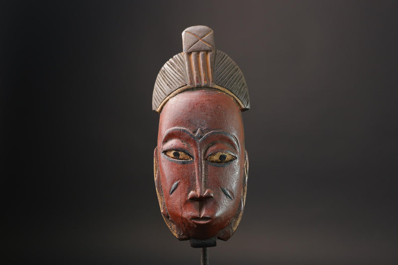 African Mask wall Home Décor Handcrafted From One Piece Wood Yaure Guro Mask Handmade-7202