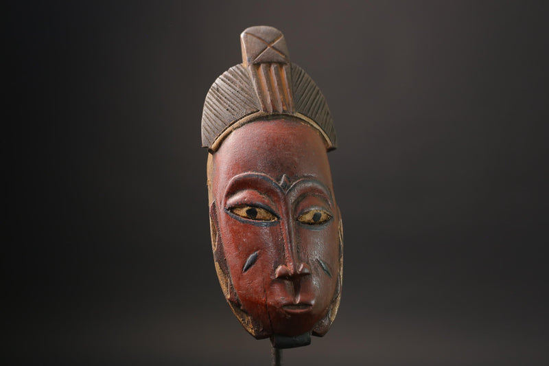 African Mask wall Home Décor Handcrafted From One Piece Wood Yaure Guro Mask Handmade-7202