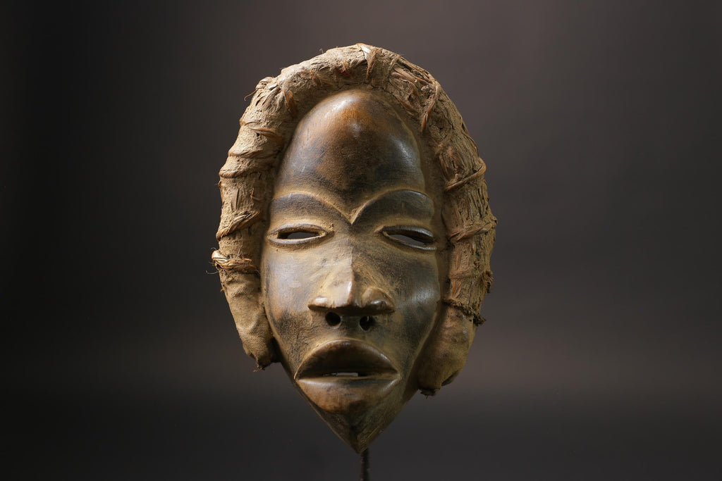 African Tribal Face Mask Wood Hand Carved Vintage Wall Hanging Dan mask wall mask-G2573