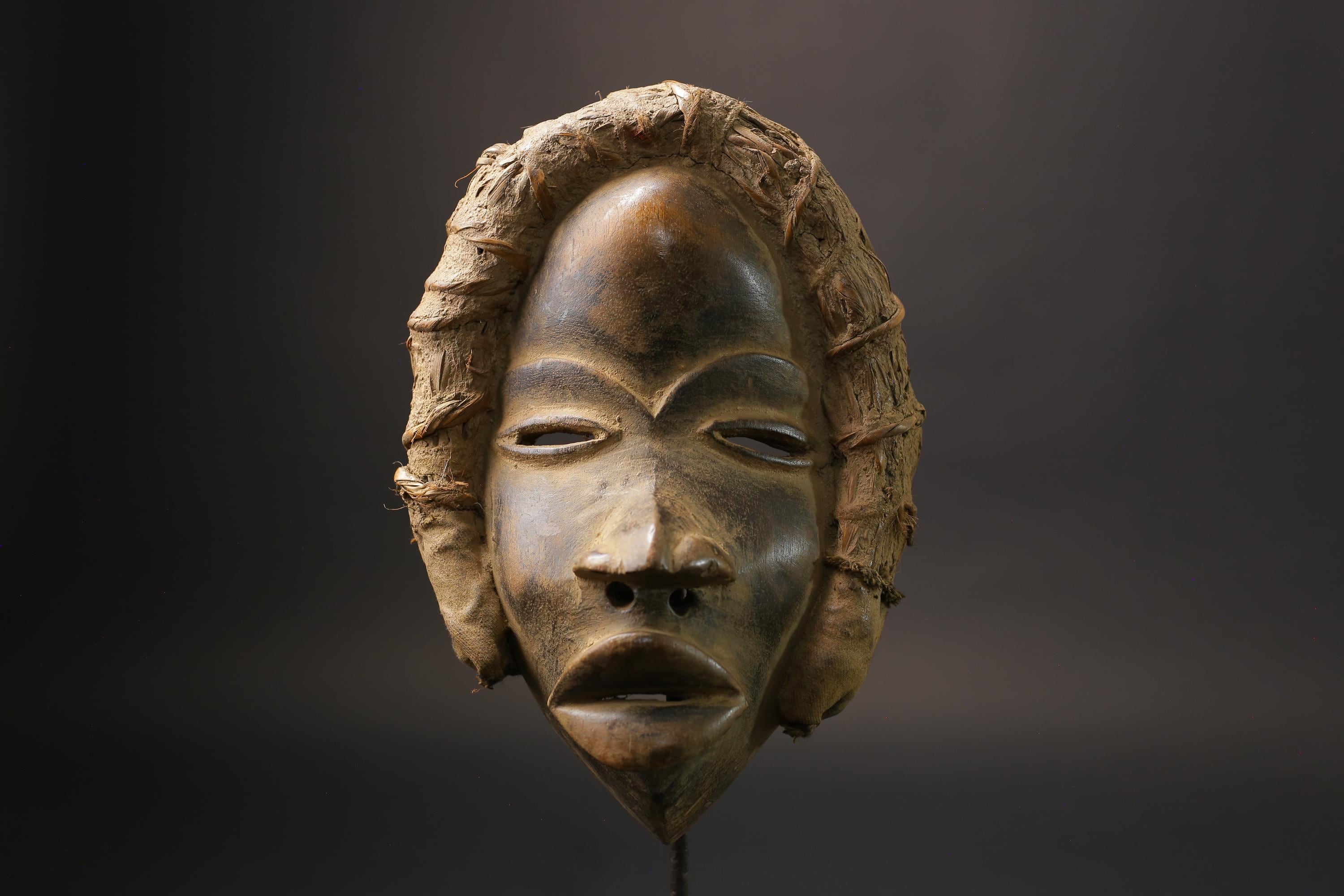 African Tribal Face Mask Wood Hand Carved Vintage Wall Hanging Dan mask wall mask-G2573