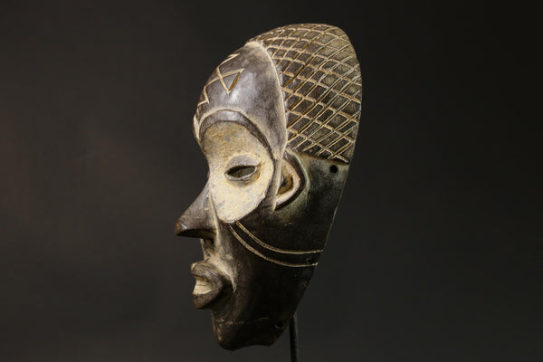 African mask wood African real figure vintage African masks for wall Carved Chokwe Mask-G2815