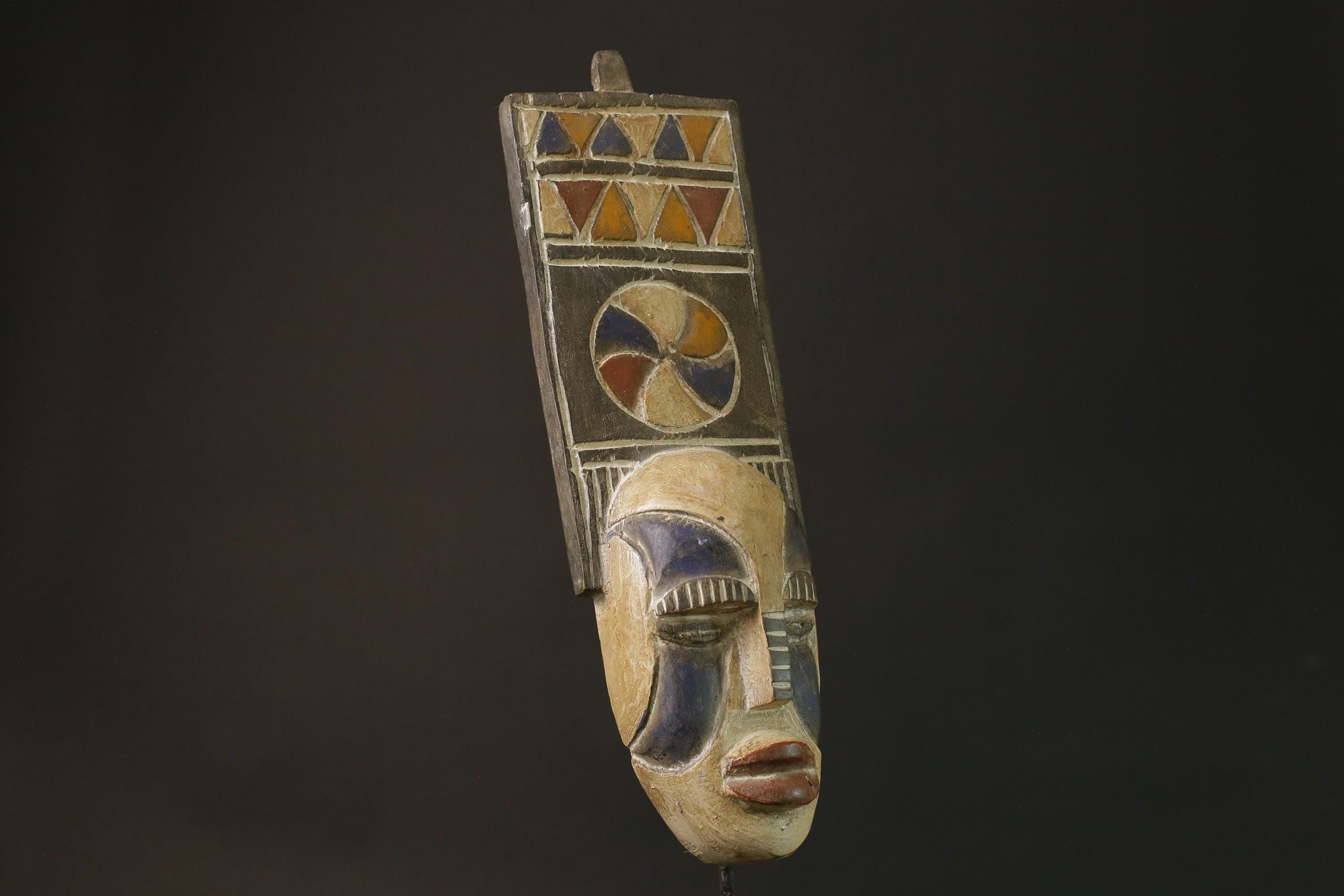 African Bobo Plank Masks Tribal Face Mask Wood Hand Carved Vintage Wall-4190