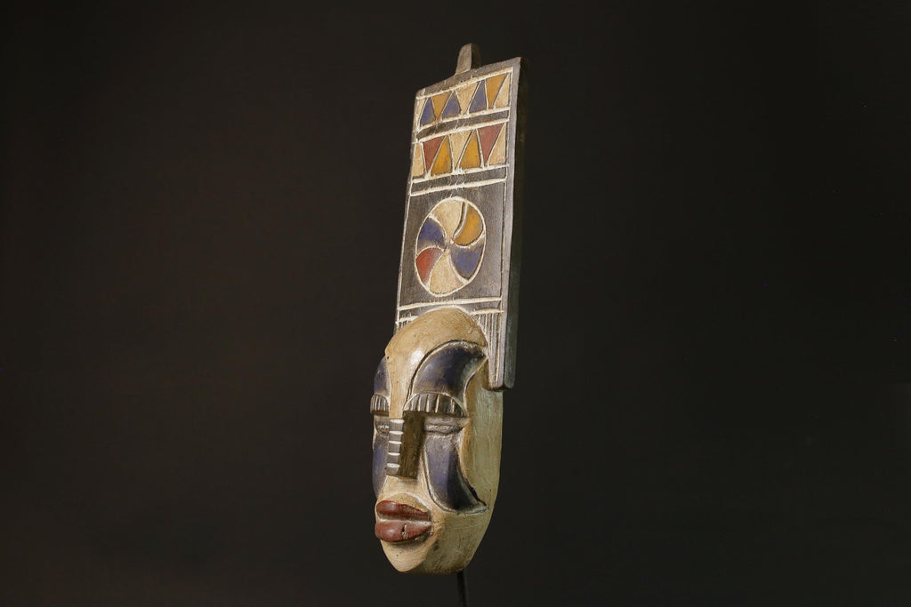 African Bobo Plank Masks Tribal Face Mask Wood Hand Carved Vintage Wall-4190