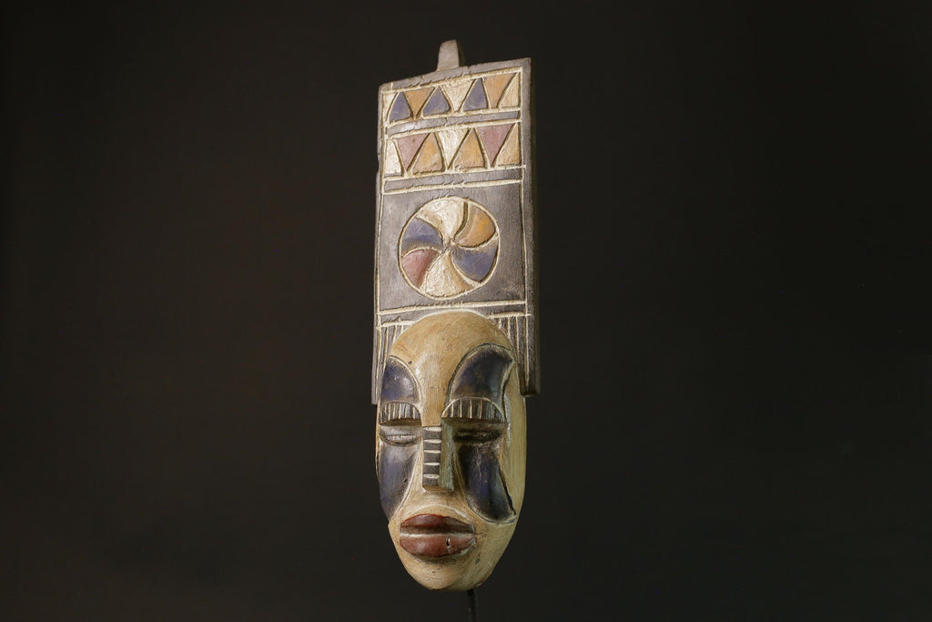 African Bobo Plank Masks Tribal Face Mask Wood Hand Carved Vintage Wall-4190
