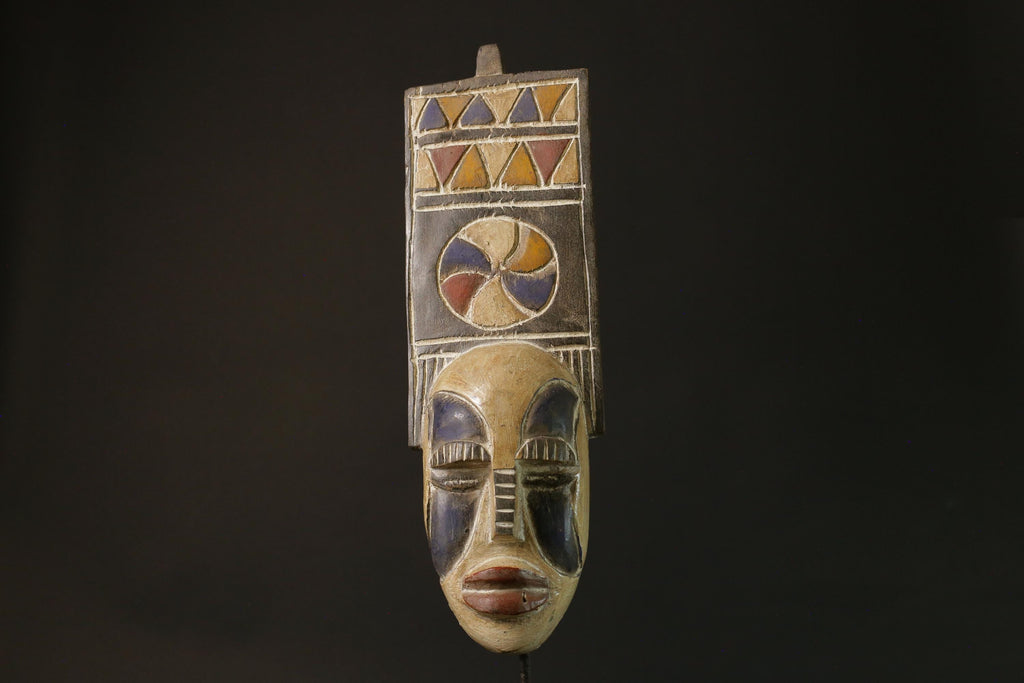 African Bobo Plank Masks Tribal Face Mask Wood Hand Carved Vintage Wall-4190