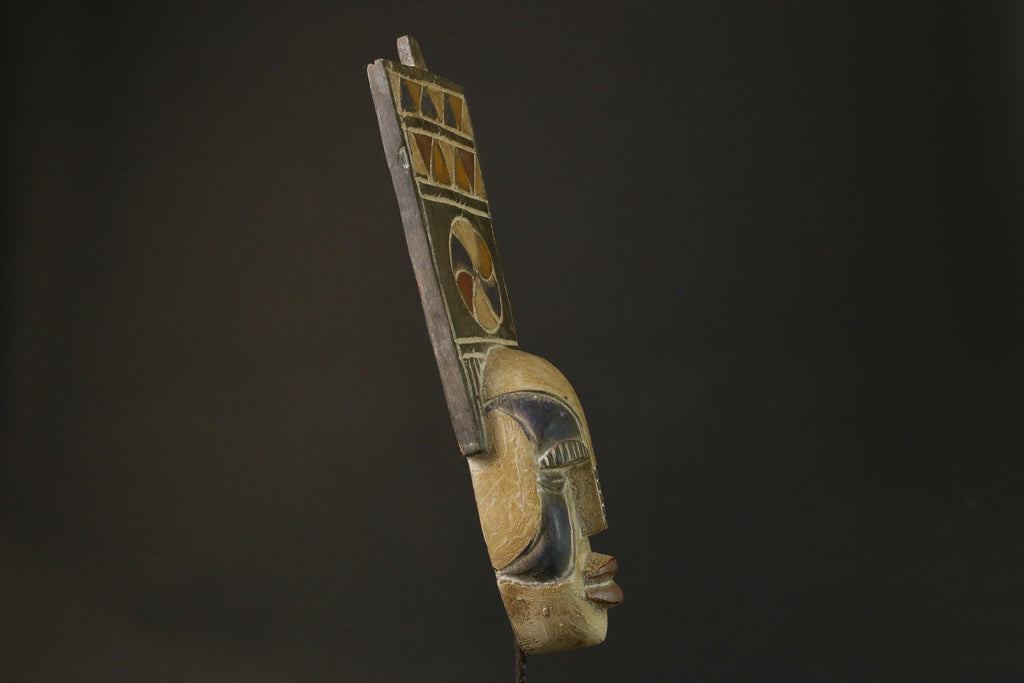 African Bobo Plank Masks Tribal Face Mask Wood Hand Carved Vintage Wall-4190