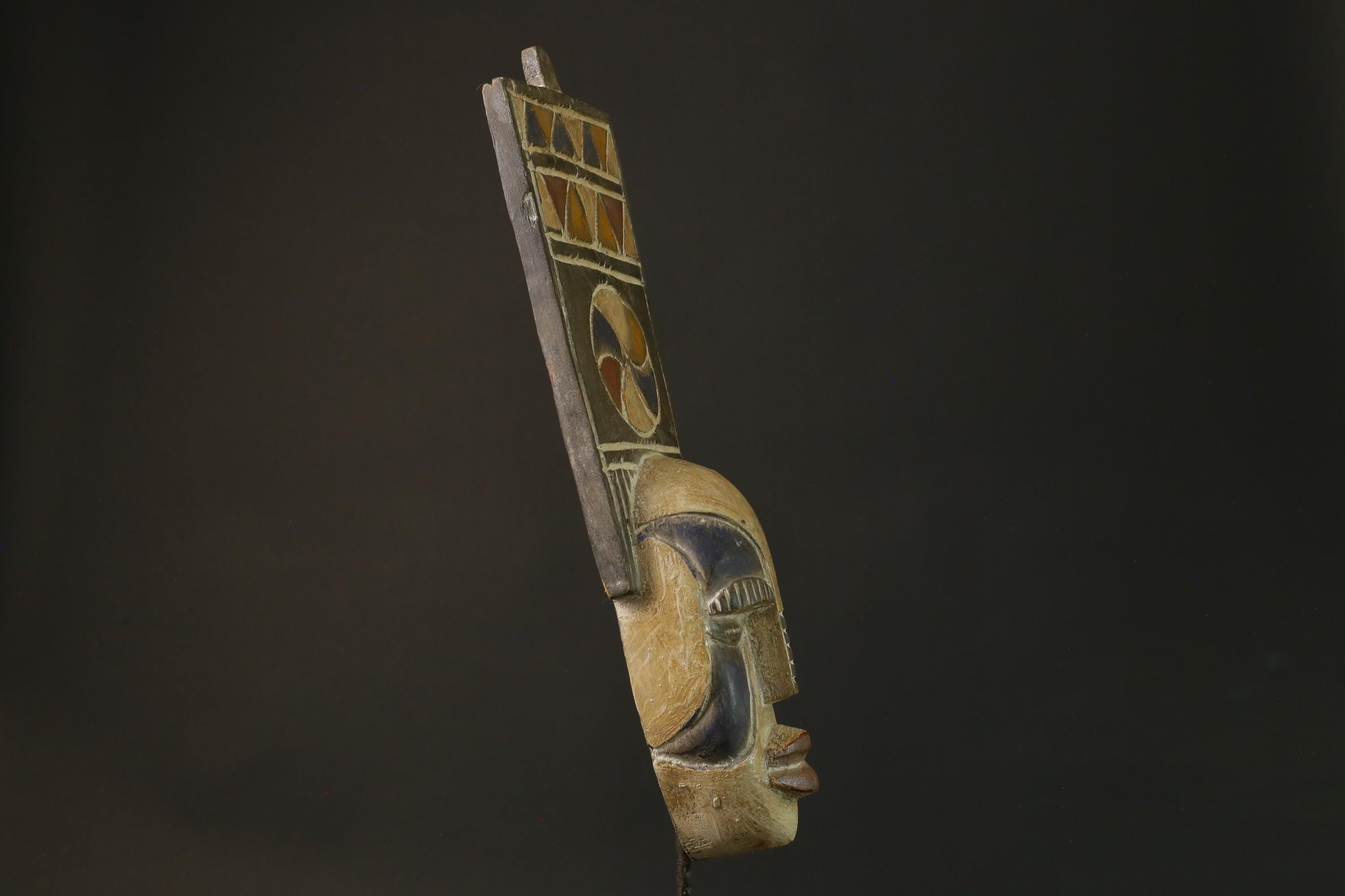 African Bobo Plank Masks Tribal Face Mask Wood Hand Carved Vintage Wall-4190