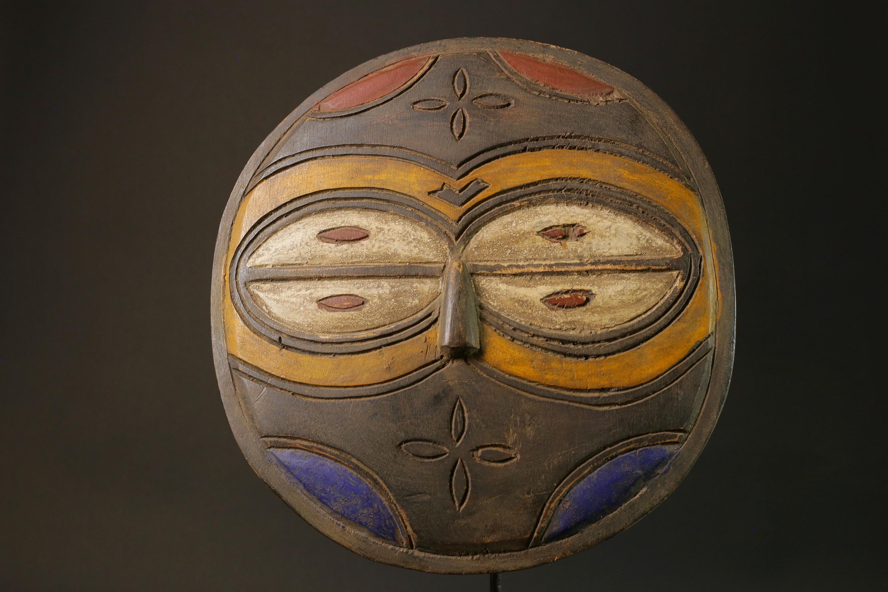 African mask Eket Antiques wood African real figure vintage African masks for wall-G1185