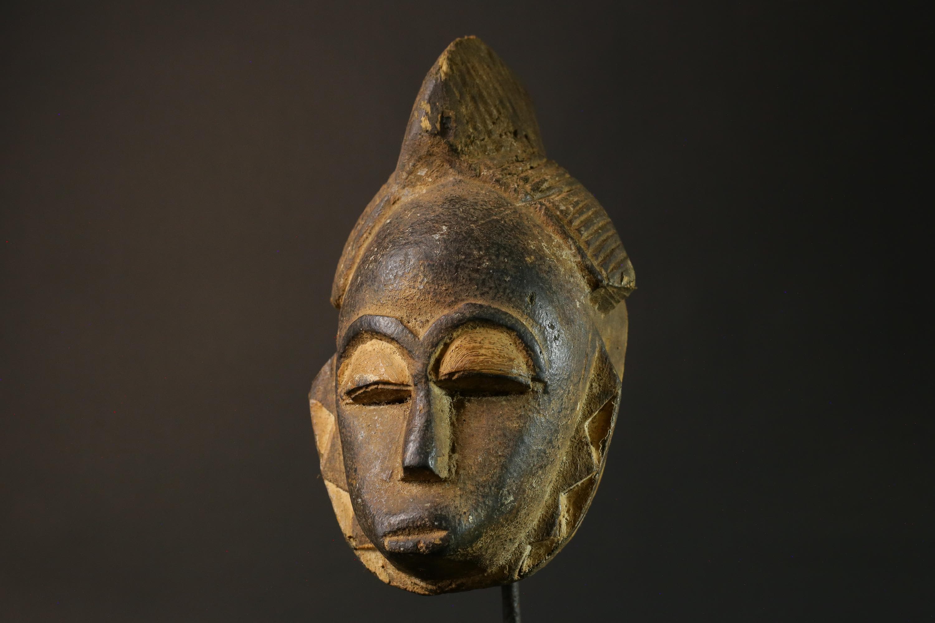 African mask Baule wood African real figure vintage African masks for wall-7491