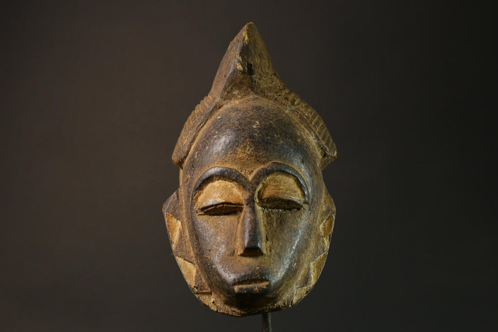 African mask Baule wood African real figure vintage African masks for wall-7491