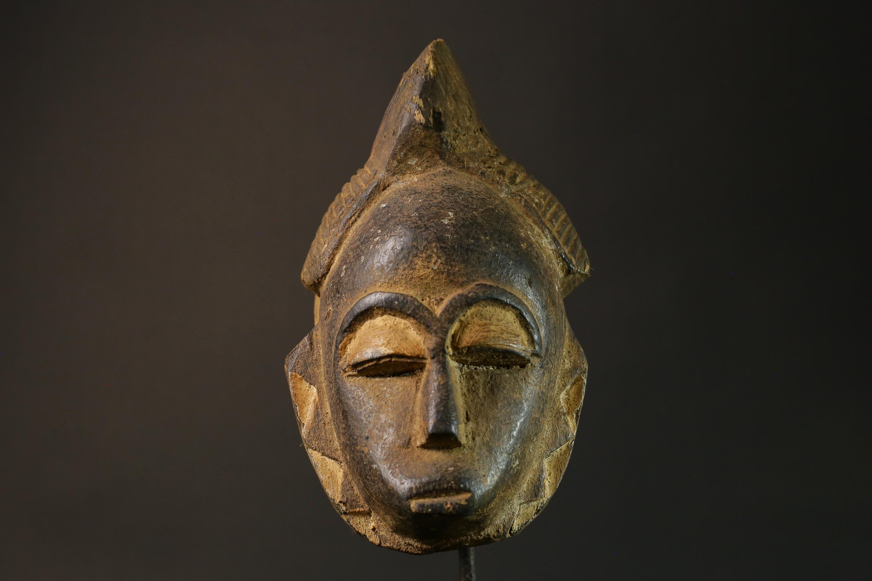 African mask Baule wood African real figure vintage African masks for wall-7491