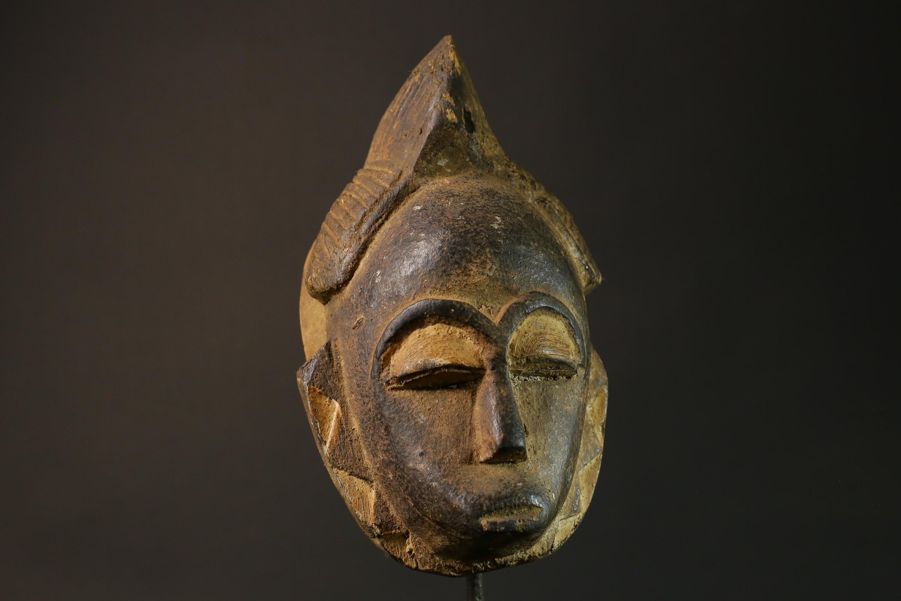 African mask Baule wood African real figure vintage African masks for wall-7491