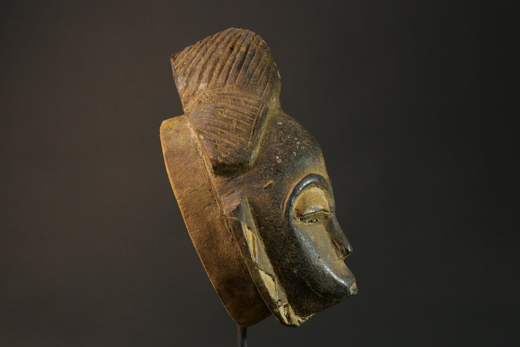 African mask Baule wood African real figure vintage African masks for wall-7491