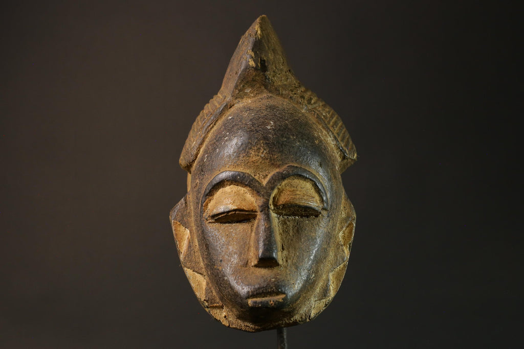 African mask Baule wood African real figure vintage African masks for wall-7491