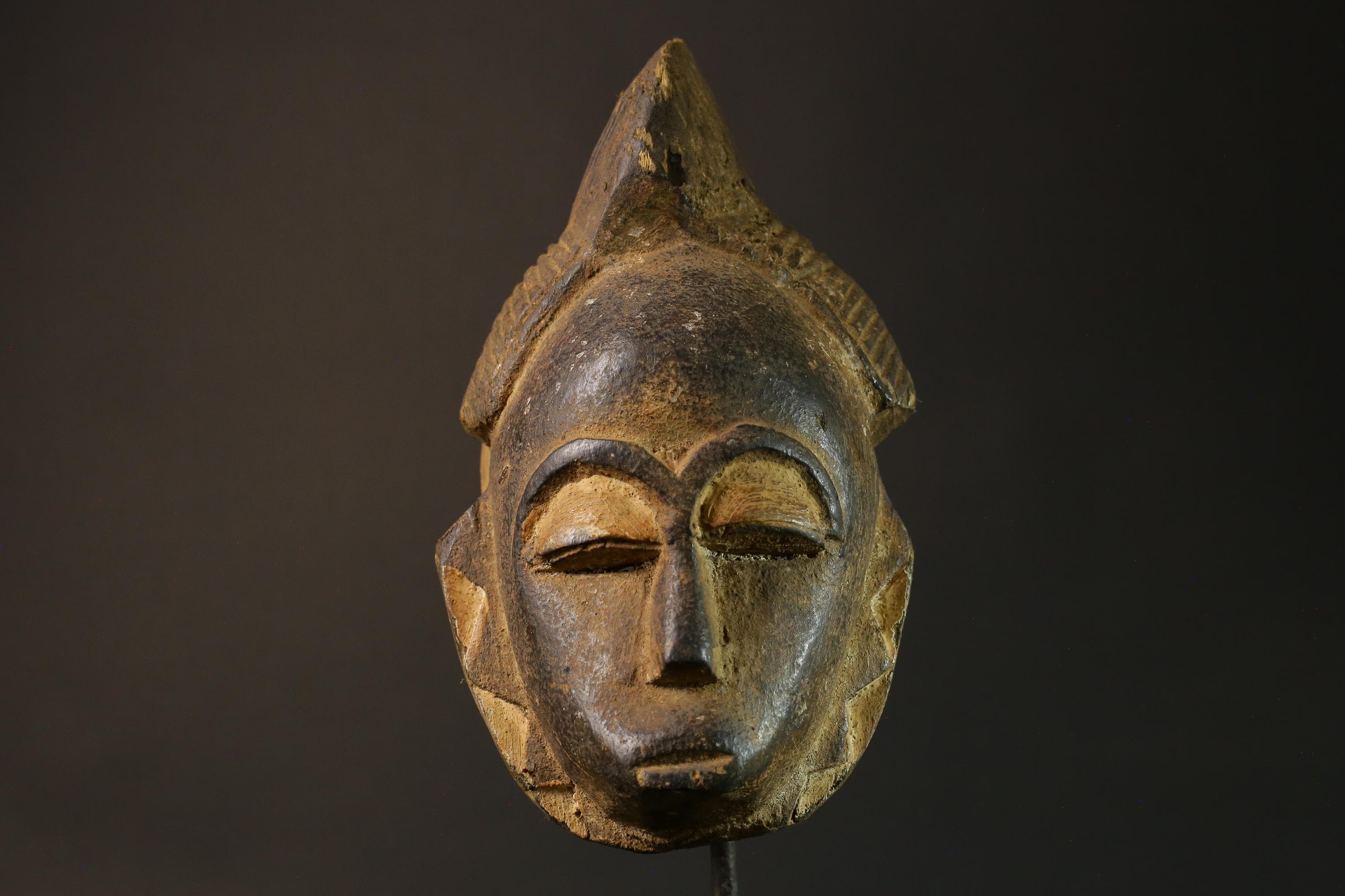 African mask Baule wood African real figure vintage African masks for wall-7491